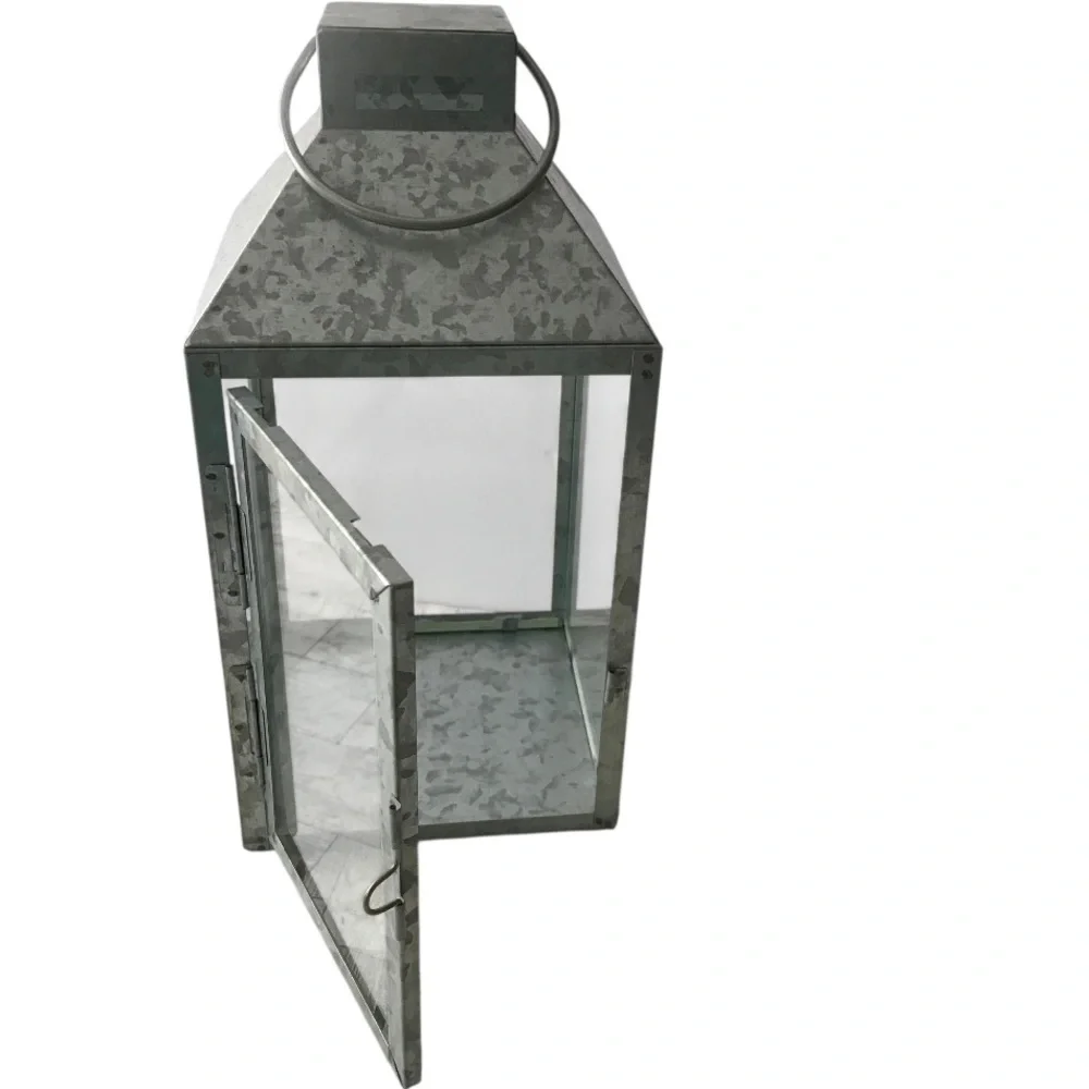 Rustic Gray Metal Lantern